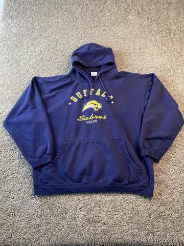 Buffalo Sabers Hoodie Mens XXL 2XL Blue Yellow NHL Hockey Sweatshirt FLAW Cover
