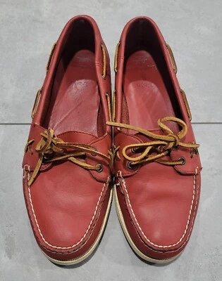 Mocasines de cuero rojo vintage Polo Ralph Lauren para hombre - 9 1/2 D 685392 Foto 1 de 4