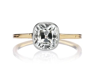 2.50 Ct Cushion Cut Old Mine Cut Diamond Ring IGI Lab Grown 14K Multi Tone Gold - Picture 1 of 15