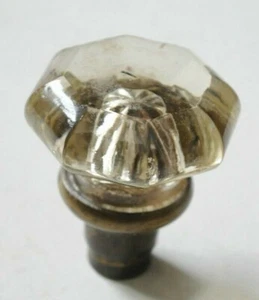 VINTAGE GLASS & BRASS DOORKNOB ORNATE ANTIQUE GOOD USED - Picture 1 of 5