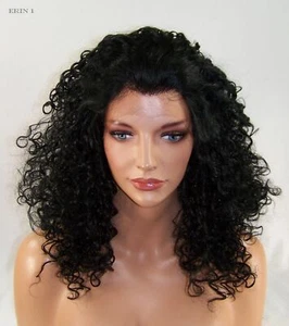 Flirty Lace Front Wig Black # 1 Heat safe Shoulder Length very Curly Eri USA - Picture 1 of 9