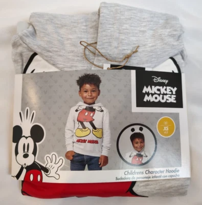 Disney Mickey Mouse Gray Pullover Hoodie Unisex Toddler Kids XS 3T 4 5 NWT - Image 1 of 4