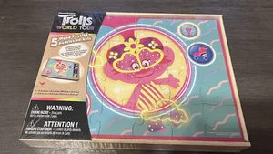 TROLLS WORLD TOUR Dreamworks 5 Wood Puzzles/Storage Box BRAND NEW - Picture 1 of 2