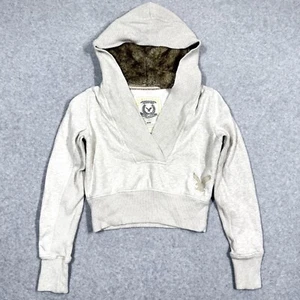 Sudadera corta vintage Y2K American Eagle para mujer mediana de piel sintética con capucha - Imagen 1 de 13