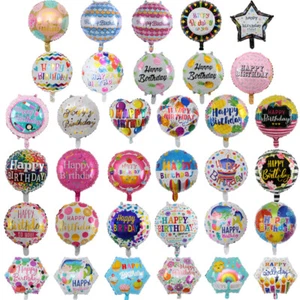 18" Happy Birthday Balloons Round Celebration Boy Girl Foil Party Disney Circus - Picture 1 of 23