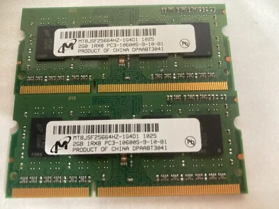 Micron 4GB (2x 2GB) 204-Pin DDR3 1333 PC3-10600 SODIMM Ram MT8JSF25664HZ-1G4D1 - Image 1 of 4