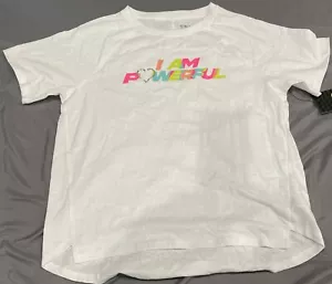 Girls athletic works L (10-12 Plus) White/Multicolor “I AM POWERFUL” Graphic Tee - Picture 1 of 2