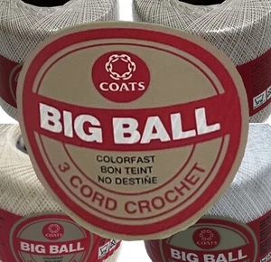 New sealed: J&P COATS BIG BALL Size 20/30 Crochet Cotton 400/500 yds: pick color - Picture 1 of 5