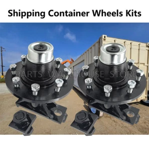 SHIPPING CONTAINER WHEELS (PAIR) WITH HUB (8x 6.5 Lug) - Picture 1 of 9