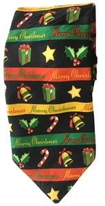 Merry Christmas Neck Tie Keith Daniels Red Green Yellow Paris Italy New York - Picture 1 of 4