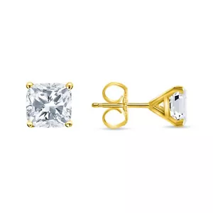 2,25 Karat Kissen erstellt Diamant Ohrringe Nieten echt 14K Gelbgold Martini Push - Bild 1 von 3