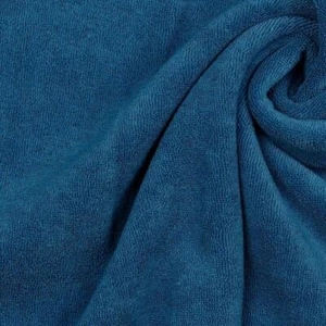 Stretch Cotton Terry Towelling Fabric Material - DENIM - Picture 1 of 3