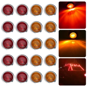 10*Amber+10*Red 3/4" Round LED Side Marker Bullet Light For Truck Trailer RV 12V - Picture 1 of 12