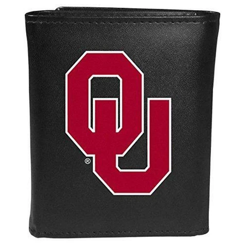 Siskiyou Sports NCAA Oklahoma Sooners Tri-fold Wallet Large Logo, Black Cover