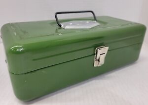 Vintage Old Pal Fishing Tackle Box Metal Green 1 Tray Steel Made in Usa