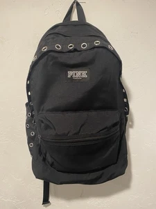 Victoria's Secret Rucksack PINK schwarz Metall Ösen Campus Laptop Buchtasche - Bild 1 von 16