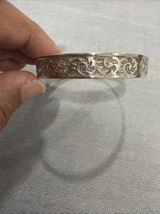 vintage Signed Sterling  Bangle Bracelet 2”1/4 - Picture 1 of 8