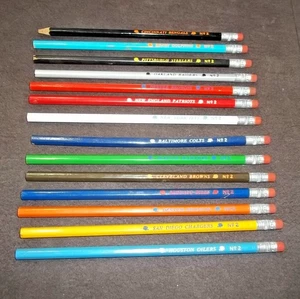 Lot 14 Vintage NFL No 2 Pencils 1970s Houston Oilers Baltimore Colts - Picture 1 of 4
