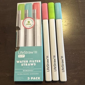 LifeStraw Sip Reusable Steel Filter Straw with Carry Case 3pk - Picture 1 of 2