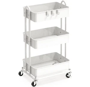 Simple Houseware 3-Tier Heavy Duty Metal Utility Rolling Cart White - Picture 1 of 6