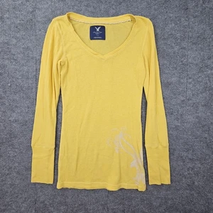 Camisa American Eagle Mujer Mediana Y2K Vintage Manga Larga Acanalada Preppy Clásica - Imagen 1 de 6