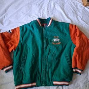 Retro Vintage Miami Dolphins Letterman Jacket Wool Outer Mens XL - Picture 1 of 16