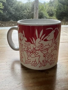 Taylor & Ng Naughty Rabbits Mug | Red & White Ceramic Coffee Cup - Picture 1 of 5