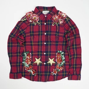 Gucci Damen Langarmshirt Stern M rot kariert - Bild 1 von 6