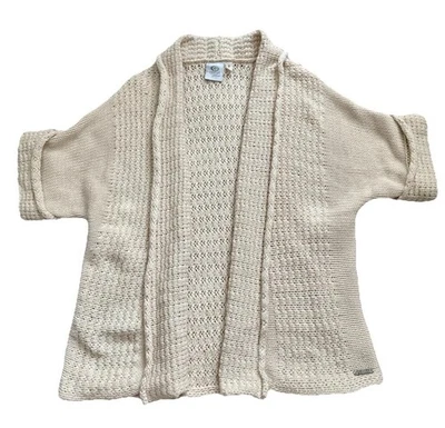RIP CURL Chunky Cotton Cardigan SWEATER Open Front Short Sleeve IVORY Small S - Image 1 of 4