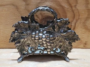 Retro 1994 Godinger Silver metal napkin/letter Holder Grapes leaves (D) - Picture 1 of 7