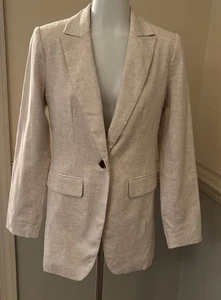 NEU Banana Republic Blazer Damen Gr. 0 Haferflocken Leinenmischung Jacke klassisch Karriere - Bild 1 von 18