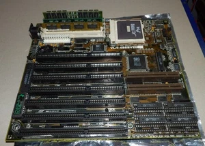 Carte mère vintage Asus VL/I-486SV2G 486 socket 3, avec processeur Intel DX 33 et mémoire - Photo 1/6