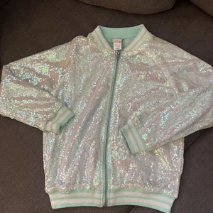 Disney Princess Sequin Jacket M (7-8) Little Mermaid  Flounder Print On Inside - Picture 1 of 6