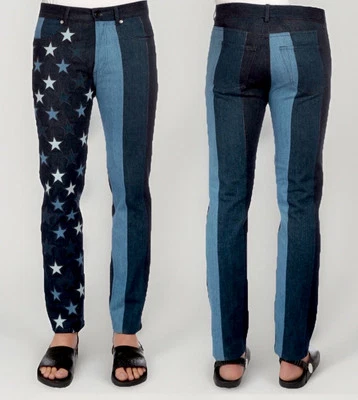 NUEVO🇺🇸GIVENCHY Hombres Estrellas y Rayas Color Denim Panel Slim Fit Jeans Talla 32 Foto 1 de 4