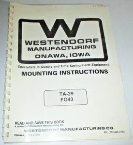 Westendorf TA-29 FO43 Loader Operators Owners Manual ORIGINAL! - Picture 1 of 3