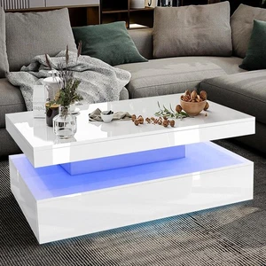 Coffee Table for Living Room White High Gloss Coffee Tables Sofa Side Table Wood - Picture 1 of 8