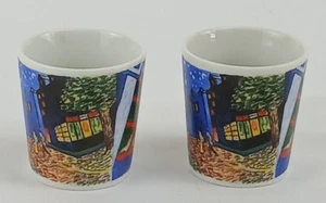 Juego de 2 tazas de café espresso - diseño de escena artística de J. Austri, colorido paisaje urbano - Imagen 1 de 10