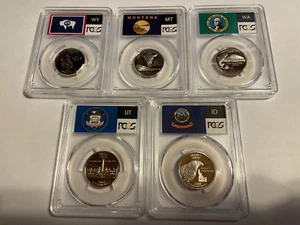 2007 S CLAD SET PROOF STATE QUARTERS PCGS PR69DCAM FLAG LABEL - Picture 1 of 11