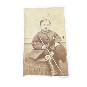 Gabinete Tarjeta Niño Pequeño Ropa Ecuestre Retrato Victoriano - Imagen 1 de 2