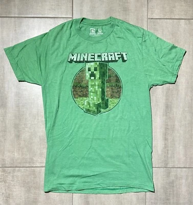 Camiseta Minecraft 2015 Creeper Circle pequeña 50 % algodón verde Foto 1 de 2