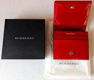 Burberry YD 4535 red windowpane patent leather coin card wallet Japan NEW - Picture 1 of 5