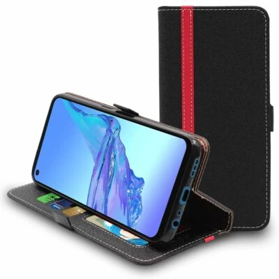 EBESTSTAR Coque Oppo A53S, A53 Etui Portefeuille Housse PU Cuir Porte-Cartes, Noir / Rouge