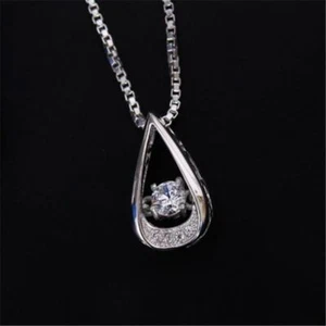 Damen Träne Tropfen Pedant Halskette Tau Regen Wasser Tröpfchen Mädchen Kette Schmuck - Bild 1 von 2