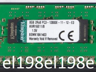 Kingston 8GB(1x8GB) KVR16E11/8 DDR3-1600 1.5V ECC/Unbuffered **tested***MORE**** - Image 1 of 4
