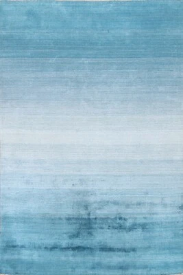 Blue/ Ivory Modern Gabbeh Oriental Area Rug 5'x8' Hand-knotted Plush Wool Carpet - Image 1 of 4