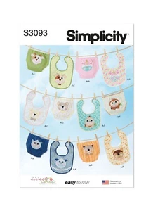 SIMPLICITY 3093 BIBS & DIAPER COVER Sewing Pattern Skill: EASY - Picture 1 of 3