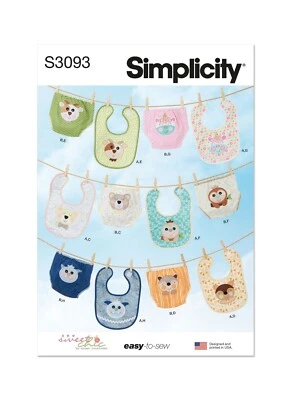 SIMPLICITY 3093 BIBS & DIAPER COVER Sewing Pattern Skill: EASY - Image 1 of 3