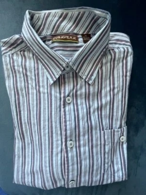 Camisa Cubavera Botones Para Hombre XL Bowling Cubana Manga Corta Cuello Azul Gris Rosa Foto 1 de 4