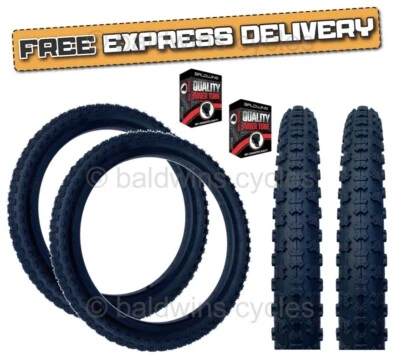 BALDY'S PAAR Baldys 20x2.125 BMX Mountainbike SCHWARZ Knobby Lauffläche REIFEN & RÖHREN