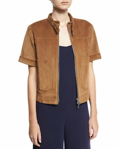Theory Short Sleeve Suede L110910 Jacket Size 4 - Picture 1 of 2